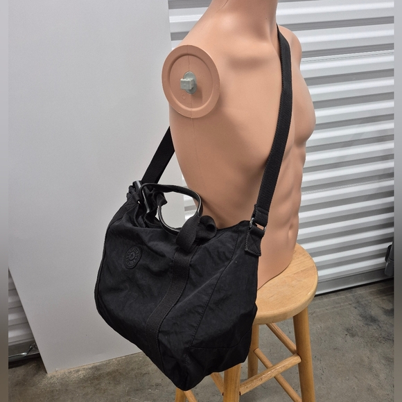 Kipling Adara Tote Crossbody Bag Large Purse Black with Furry Signature Monkey - Picture 3 of 14